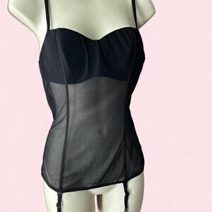 Black mesh corset top with
